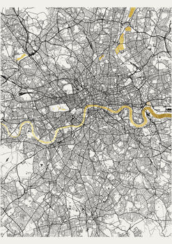 London Metallic Map Screen Print | Gold Leaf, 2 of 2