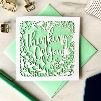 Floral Papercut Thinking Of You Card, 2 of 4