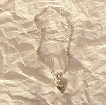Silver Hand Formed Heart Bracelet, 2 of 3