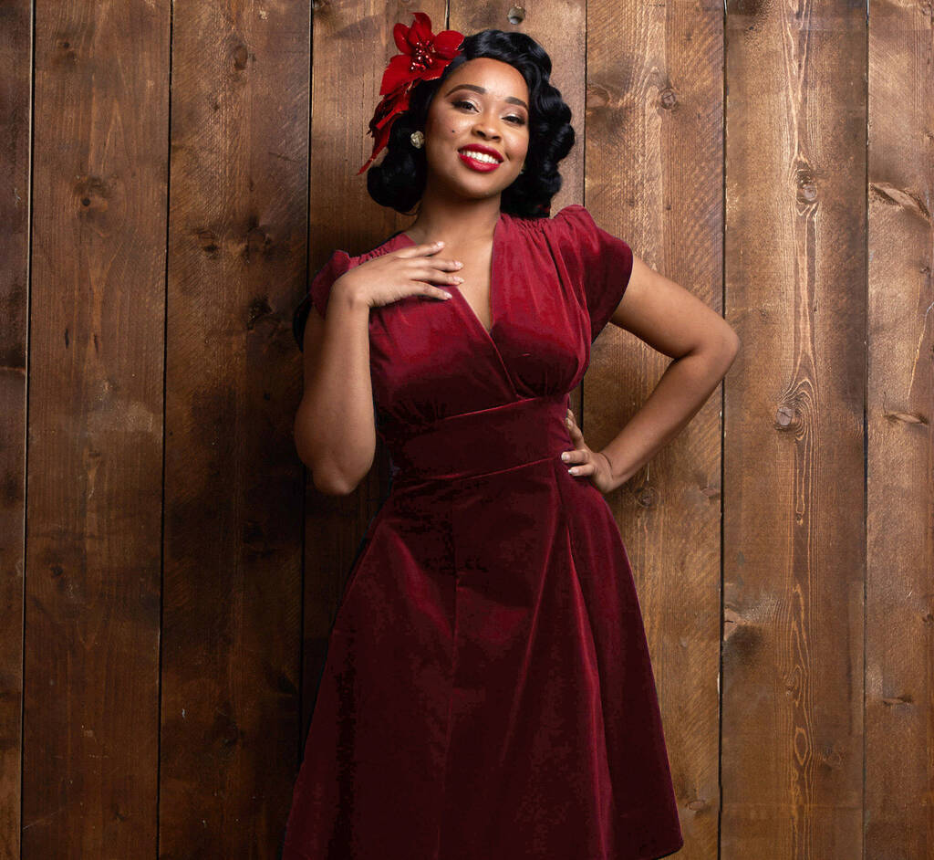 claret velvet gown