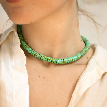 Heishi Turquoise Bead Sterling Silver Necklace, 2 of 6