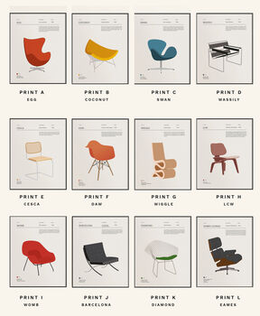 Furniture Illustration Print Eames Lounge Chair, 3 of 5