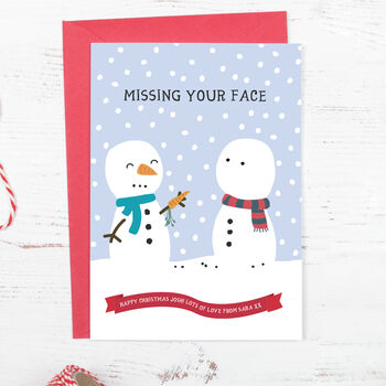 Funny Personalised 'Missing Your Face' Christmas Card, 3 of 3