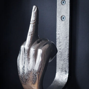 Silver Hand 'Middle Finger' Wall Hook, 3 of 4