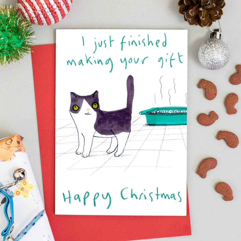 Cat Christmas Card I Made You A Gift By Jo Clark Design 