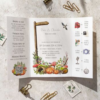 Autumn Woodland Gatefold Invitation, 3 of 8