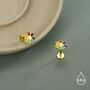 Sterling Silver Rainbow Flower 16 G Flat Back Earrings Internally Threaded, thumbnail 3 of 11
