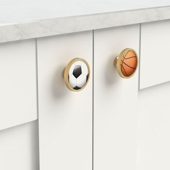 Ball Game Sport Decorative Drawer Door Cupboard Cabinet Knobs Handles For Childrens Bedrooms, Football, Tennis, Cricket, Basketball, Bowling, 2 of 7
