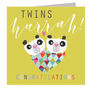 Panda Twins Congratulations Card, thumbnail 4 of 4