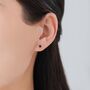 Sterling Silver Genuine Black Onyx Internally Threaded Flat Back Earrings, thumbnail 3 of 7