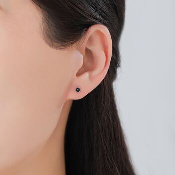 Sterling Silver Genuine Black Onyx Internally Threaded Flat Back Earrings, 3 of 7