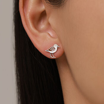 Sterling Silver Shore Bird Wading Bird Stud Earrings, 6 of 11