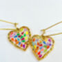 Disco Heart Necklace With Gold Sparkles, thumbnail 4 of 8