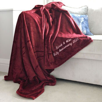 Personalised Ruby Wedding Anniversary Ruby Red Blanket, 2 of 5