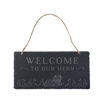 Bramble Farm 'Welcome To Our Heard' Slate Sign, 2 of 2