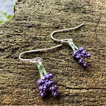 Lavender Flower Purple Drop Earrings, 3 of 6
