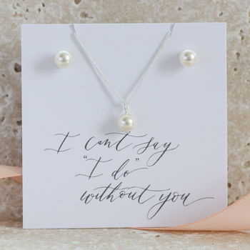 Bridesmaid Pearl Pendant And Earring Gift Set, 3 of 7