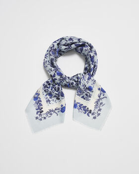 Blue Ditsy Folk Square Scarf, 4 of 5