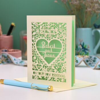 Personalised Papercut Vow Renewal Card, 3 of 7