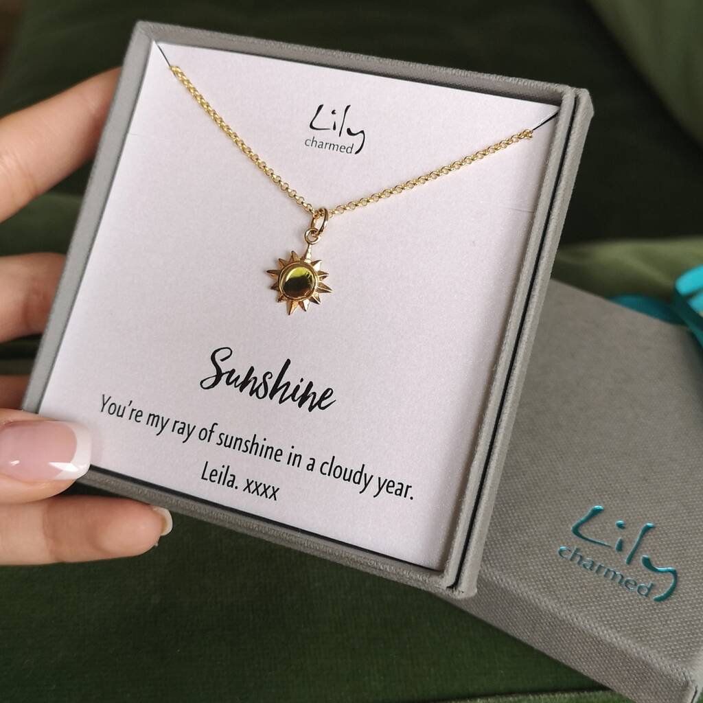 Sterling Silver Sunshine Necklace With Message Card By Lily Charmed