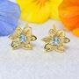 Aquamarine March Daffodil Gold Plated Stud Earrings, thumbnail 1 of 5