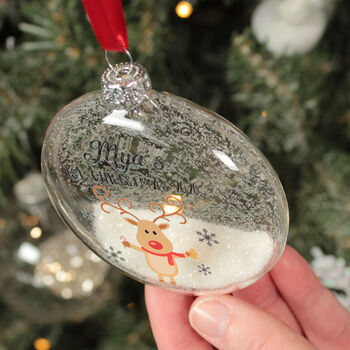 Personalised Rudolph Glass Baby's 1st Christmas Bauble, 3 of 4