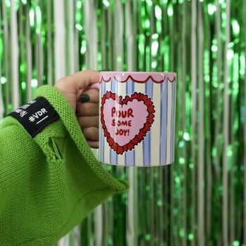 Pour Some Joy Mug – Cute Heart Coffee Cup, 5 of 5
