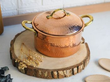 Hammered Solid Copper Cookware Set With Lid, Tin Lined Inside, 8 of 8