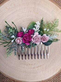 Bright And Light Pink Flower Hair Comb, 6 of 6