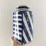 Blue And White Striped Ceramic Ginger Jar, thumbnail 2 of 5