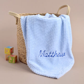 Personalised Blue Honeycomb Baby Blanket, 9 of 12