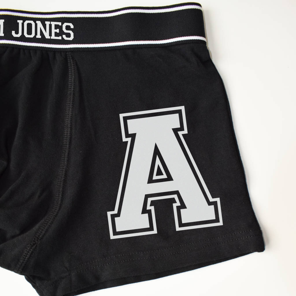 Personalised Alphabet Letter Initial Boxer Briefs By Weasel and Stoat ...