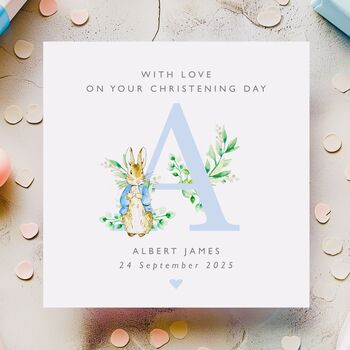 Personalised Peter Rabbit Baptism Card, 2 of 4