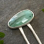 Oval Emerald Hair Stick In Solid Sterling Silver, thumbnail 1 of 3