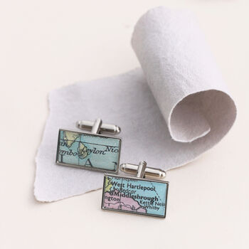 Personalised Rectangle Map Cufflinks, 2 of 5