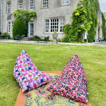 Outdoor Beanbag In Sparrow And Plumb Pink Leopard Print, 2 of 5