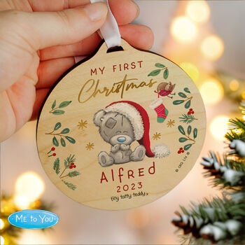 Personalised Tiny Tatty Teddy First Christmas Decoration, 2 of 4