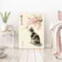 Japanese Cat Blossom Tree Art Print, thumbnail 3 of 4