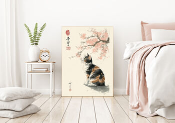 Japanese Cat Blossom Tree Art Print, 3 of 4