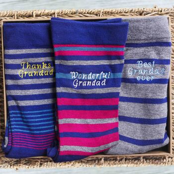 Personalised Name Gift For Grandfather Grandad Sock Set, 5 of 9
