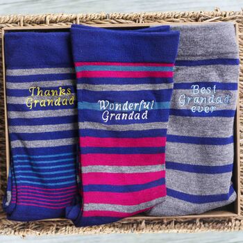 Personalised Name Gift For Grandfather Grandad Sock Set, 6 of 10