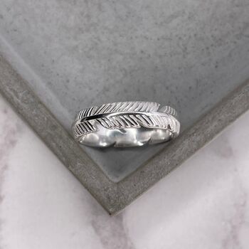 Sterling Silver Feather Band Ring, 12 of 12