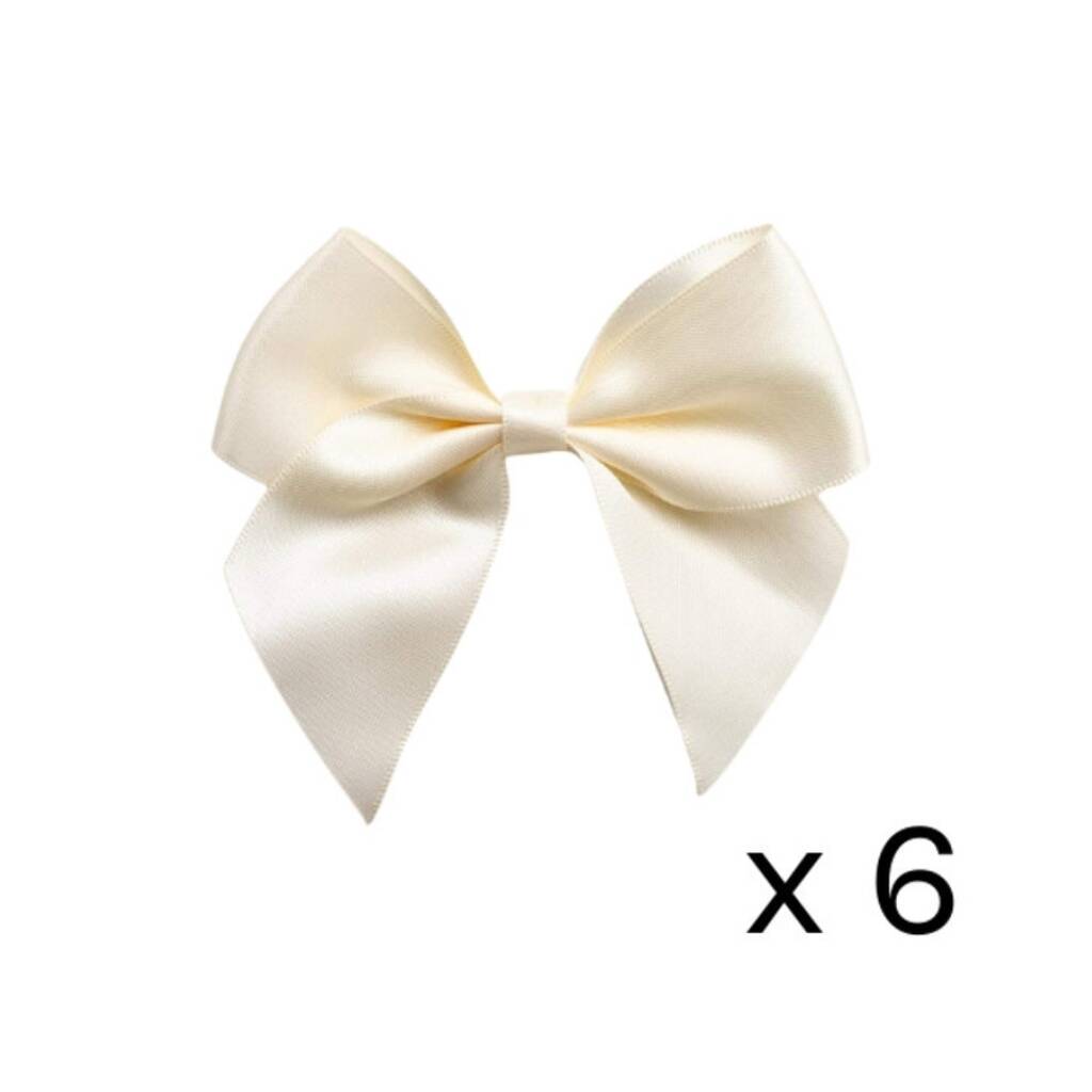10cm Ivory Satin Self Adhesive Ribbon Bows X Six, 1 of 1