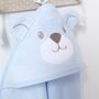 Personalised Teddy Blue Hooded Cotton Towel, thumbnail 2 of 6