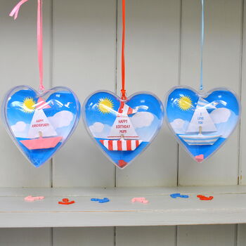 Seaside Sailboat Heart With Personalised Message, 2 of 12