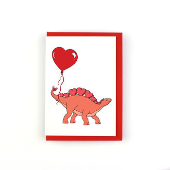 Heart Stegosaurus Dinosaur Greeting Card, 2 of 3
