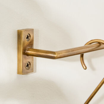 Antique Brass Wall Rail With Hooks, 7 of 8