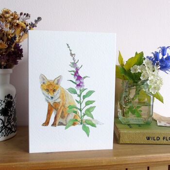 Fox And Foxglove Any Occasion Greetings Card, 3 of 6