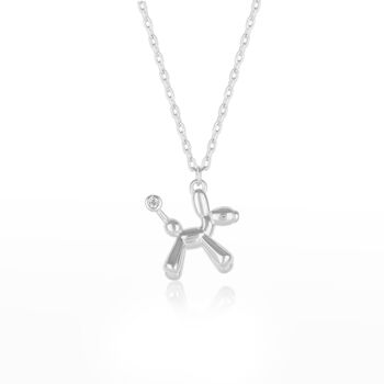 Tiny Balloon Dog Poodle Necklace In Sterling Silver, 2 of 6