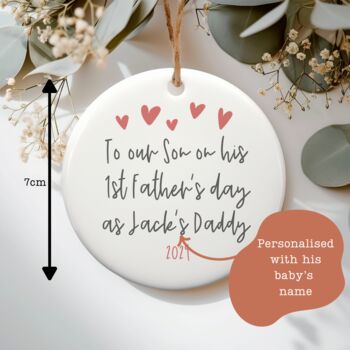 Son's First Father's Day Personalised Ceramic Keepsake, 2 of 2